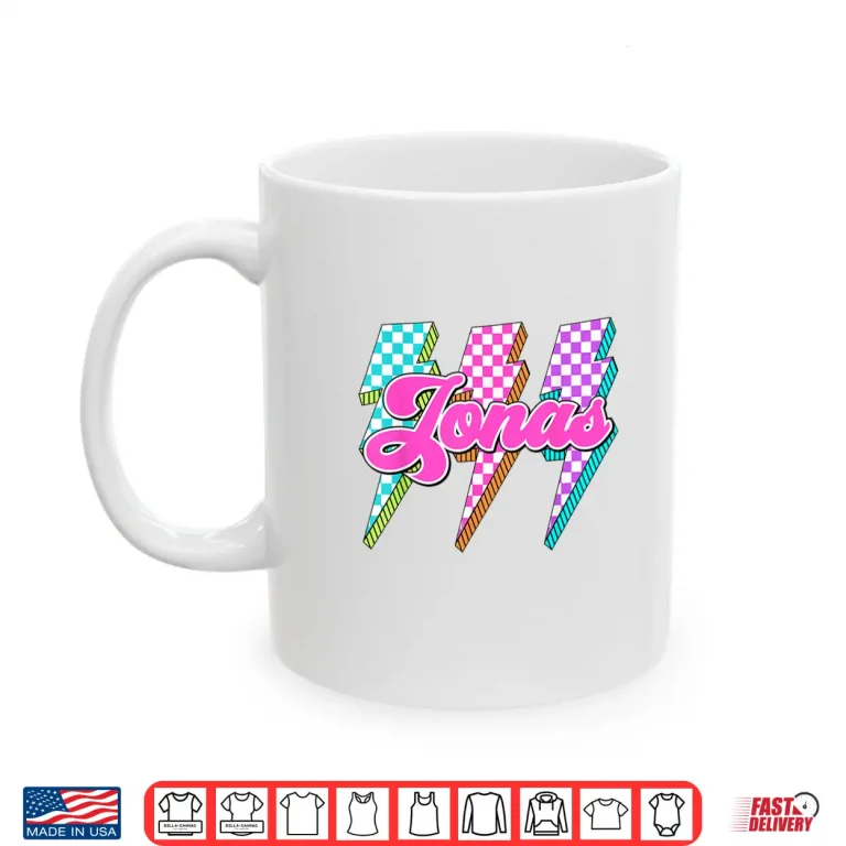 Mug Jonas Lightning Bolt Checkered I Love Jonas 80s Vintage Shirt