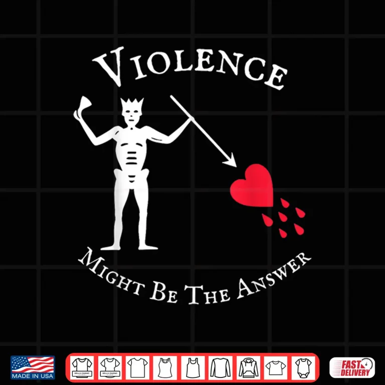 Design Violence Might Be The Answer Pirate Skull Retro Design Shirt
