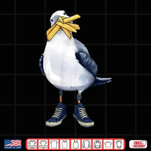 Design Seagull With Fries And Sneakers Fun Shirt