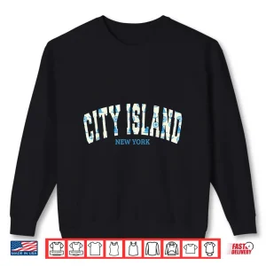 Sweatshirt City Island Anchor Sailboat Wheel NYC Design Shirt