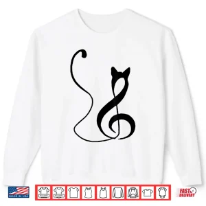 Sweatshirt Music Note Inspired Cat Minimalist Music Lover Design Shirt