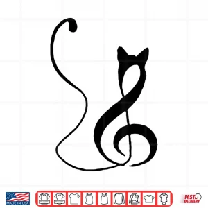Design Music Note Inspired Cat Minimalist Music Lover Design Shirt