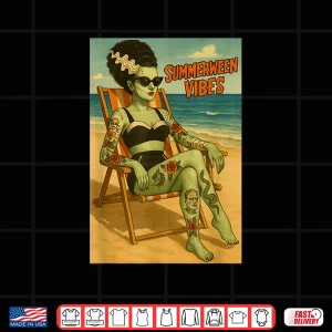 Design Summerween Vibes Retro Beach Gothic Style Shirt