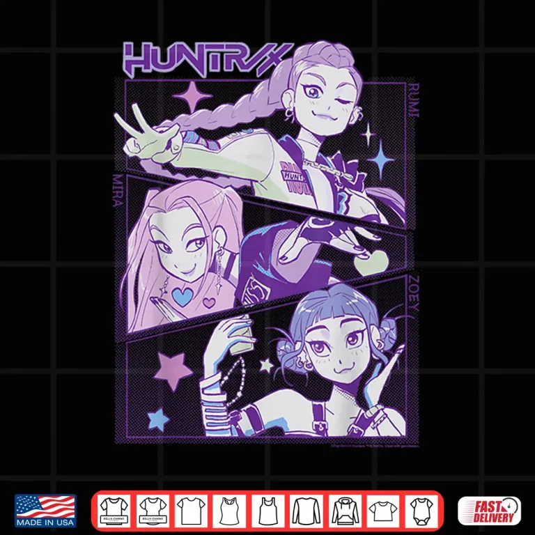 Design Huntrix Cute Vintage Animated Panels Shirt
