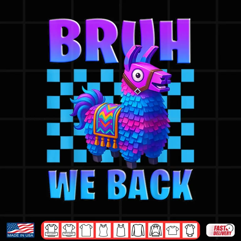 Design Bruh We Back Llama Pinata Gamer Boys Girl School Shirt