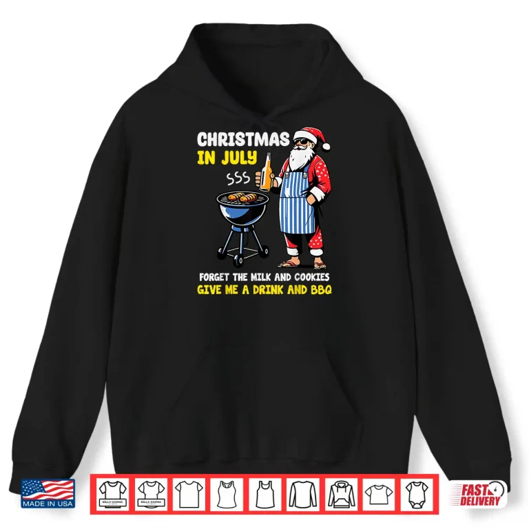 Hoodie Santa BBQ Christmas in July Funny Cookout Summer Humor Shirt