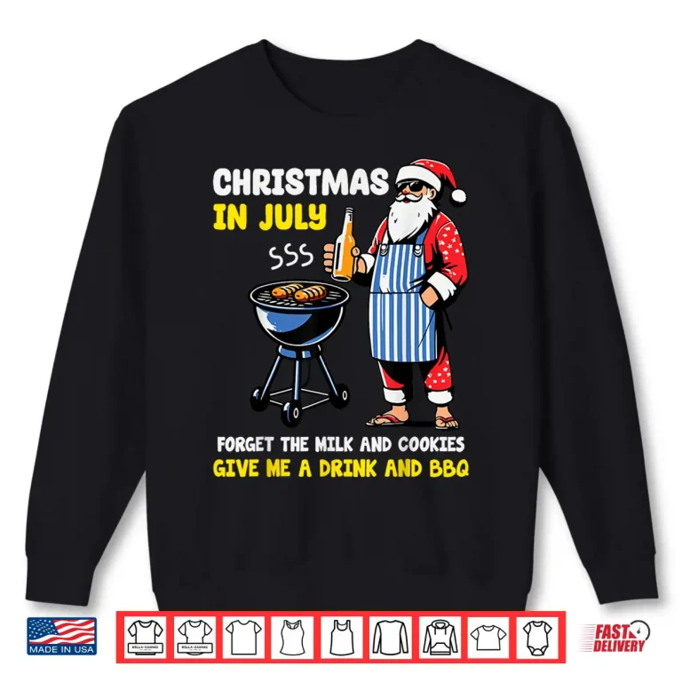Sweatshirt Santa BBQ Christmas in July Funny Cookout Summer Humor Shirt