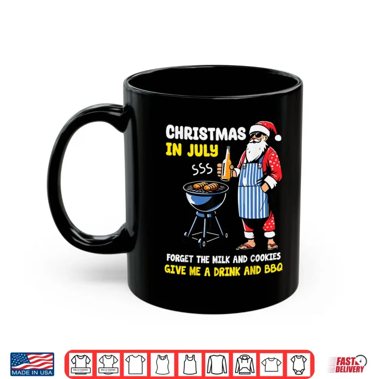 Mug Santa BBQ Christmas in July Funny Cookout Summer Humor Shirt
