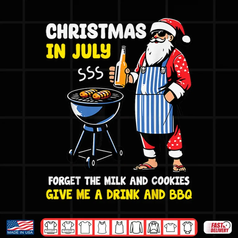 Design Santa BBQ Christmas in July Funny Cookout Summer Humor Shirt