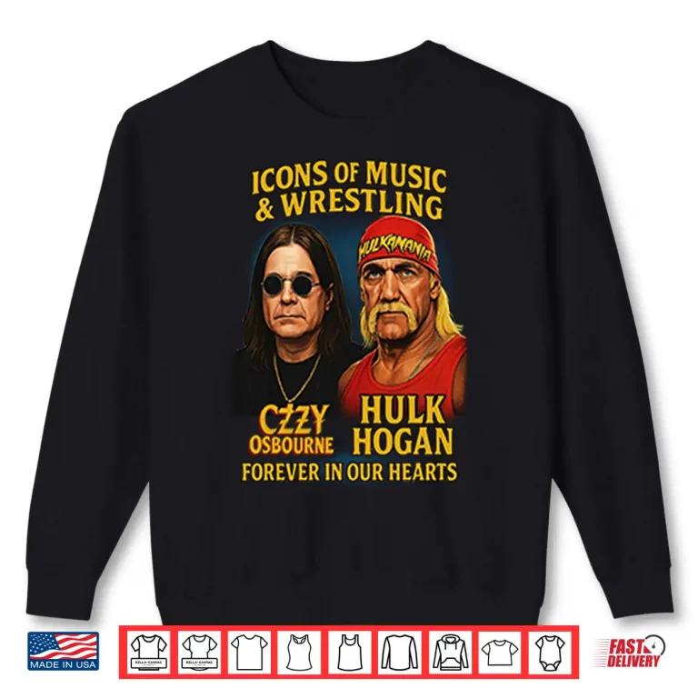 Sweatshirt Icons Of Music And Wrestling Ozzy Osbourne And Hulk Hogan Shirt