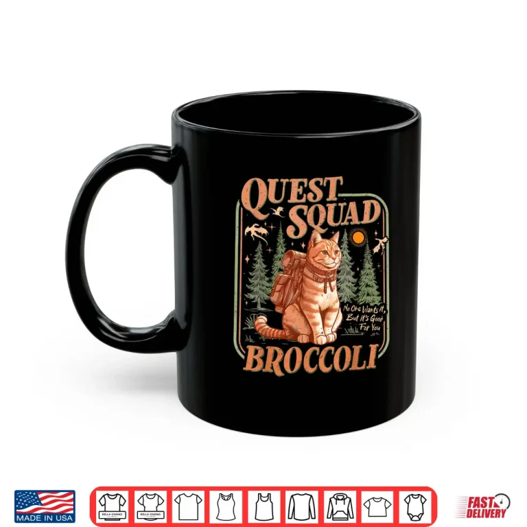 Mug Quest Fantasy Squad Broccoli Kitten Funny Cat Shirt