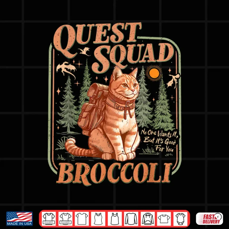 Design Quest Fantasy Squad Broccoli Kitten Funny Cat Shirt