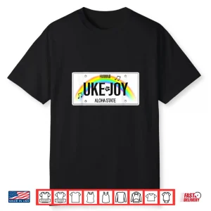 Hawaii Rainbow License Plate Uke Joy Notes Hibiscus Shirt