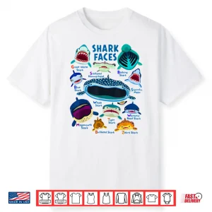 Shark Faces Chart Kinds Of Type Shark T Shirt