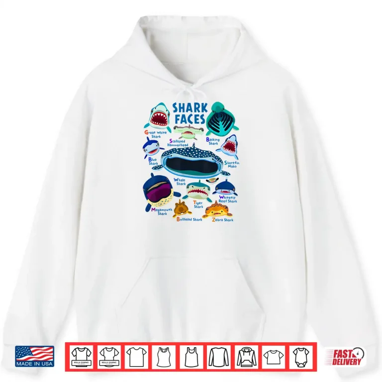 Hoodie Shark Faces Chart Kinds of Type Shark T Shirt