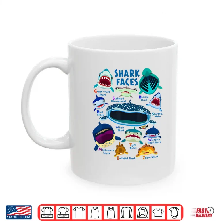 Mug Shark Faces Chart Kinds of Type Shark T Shirt