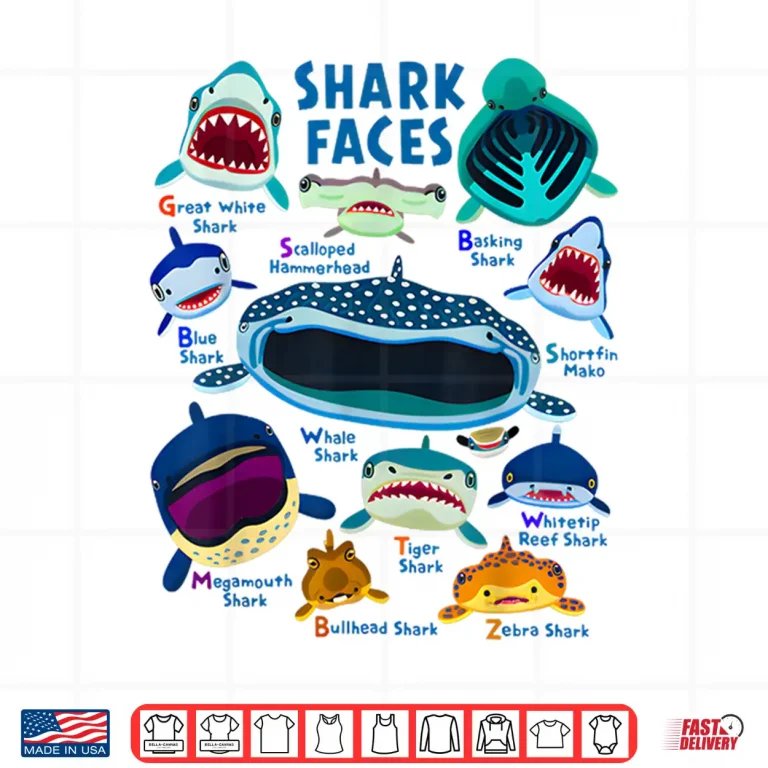Design Shark Faces Chart Kinds of Type Shark T Shirt