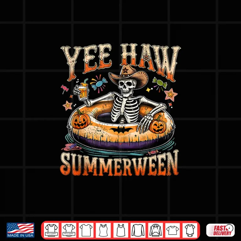 Design Yee Haw Summerween Cowboy Skeleton Western Halloween Shirt