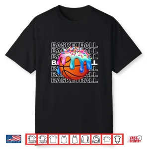 Basketball Boys Girls Sprinkles Basketball Ice Cream Drip Shirt