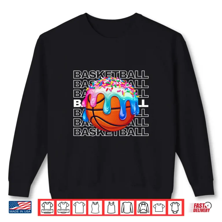 Sweatshirt Basketball Boys Girls Sprinkles Basketball Ice Cream Drip Shirt