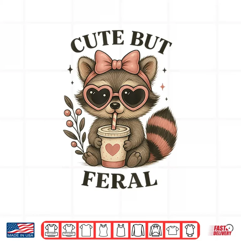 Design Cute Feral Funny Colourful Racoon With Sunglasses Racoon Shirt