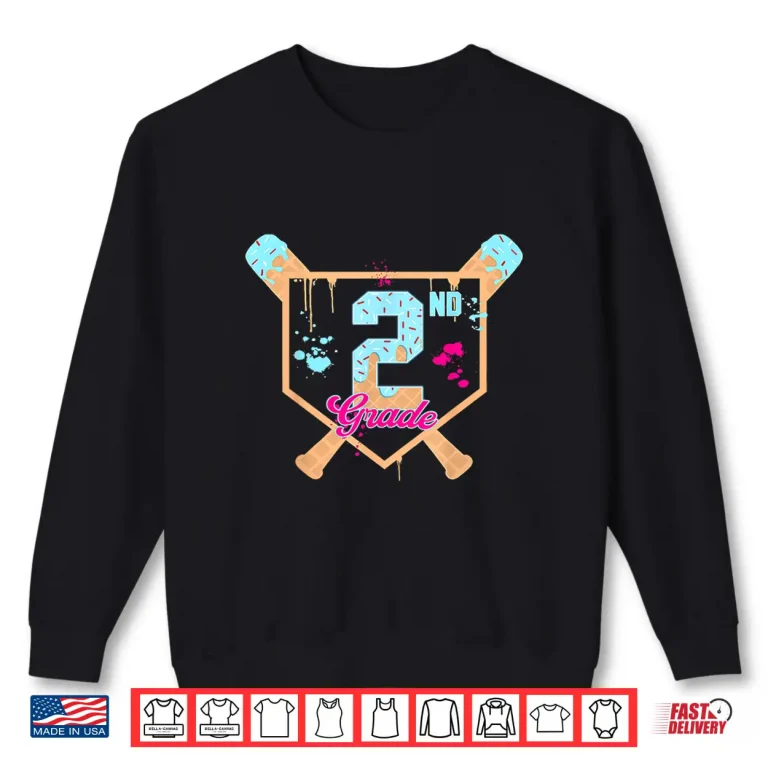 Sweatshirt First Day of Second 2nd Grade Baseball Ice Cream Drip Boy Shirt