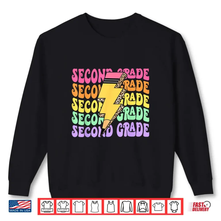 Sweatshirt Retro 2nd Grade Lightning Bolt Pencil Teacher Student Shirt