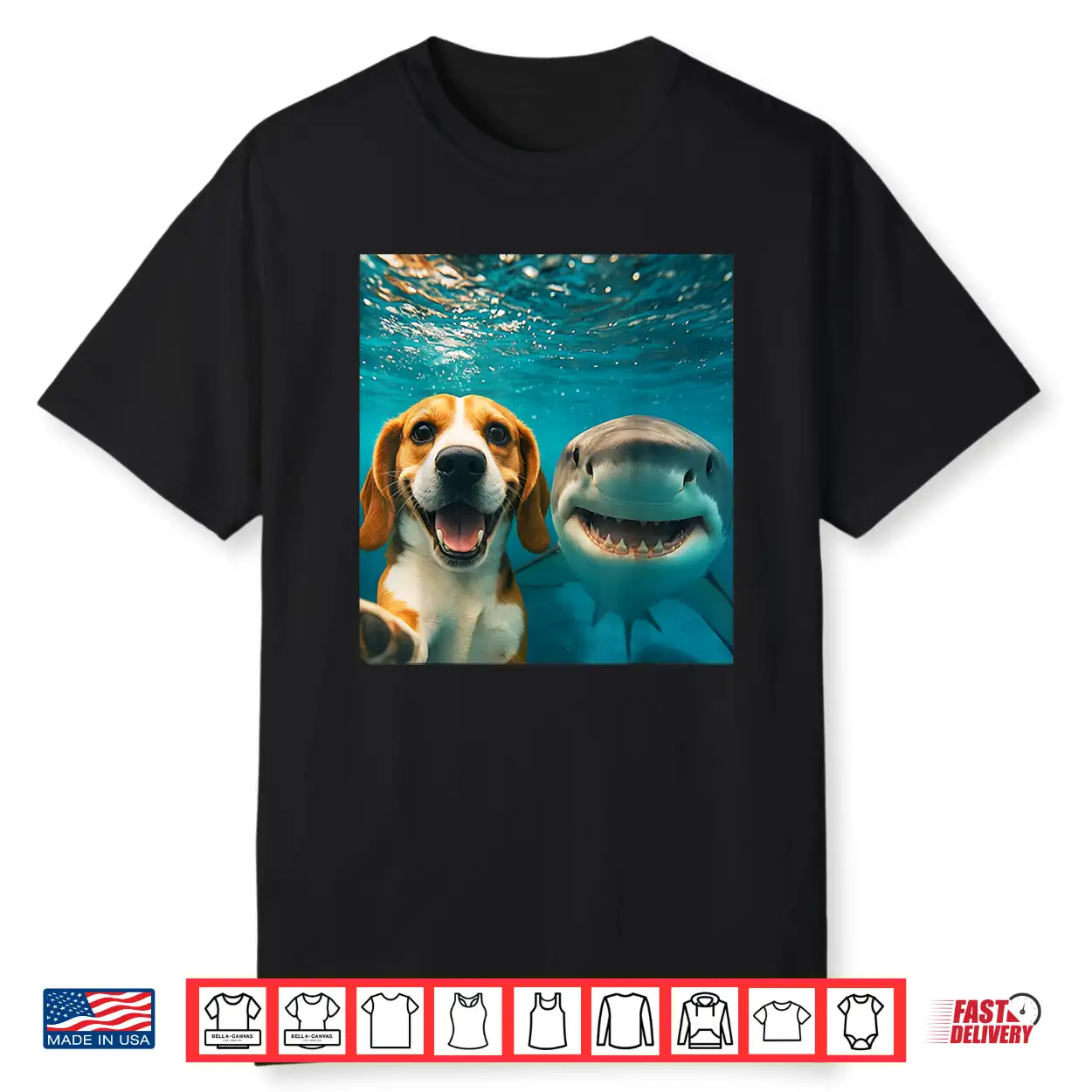 Beagle Dog Selfie With Shark Ocean Lovers Shirt Beagle Dog Selfie With Shark Ocean Lovers Shirt