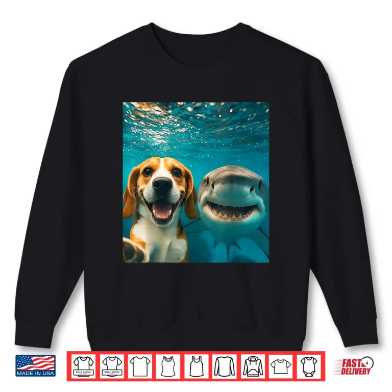 Sweatshirt Beagle Dog Selfie with Shark Ocean Lovers Shirt