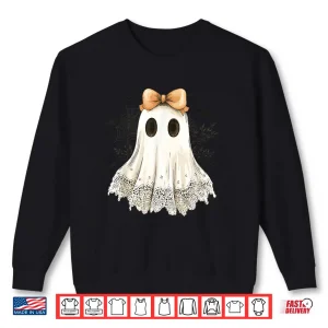 Sweatshirt Cute Halloween Ghost With Bow Lace Spooky Style Shirt