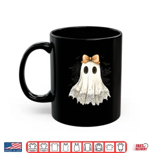 Mug Cute Halloween Ghost With Bow Lace Spooky Style Shirt