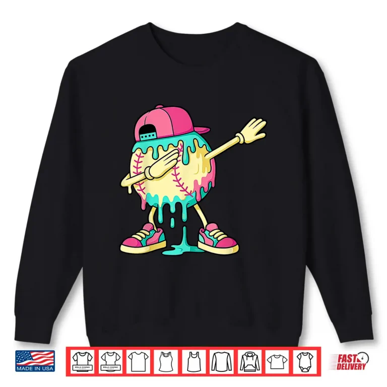 Sweatshirt Baseball Shirts For Boys Dabbing Baseball Drip Ice Cream Shirt