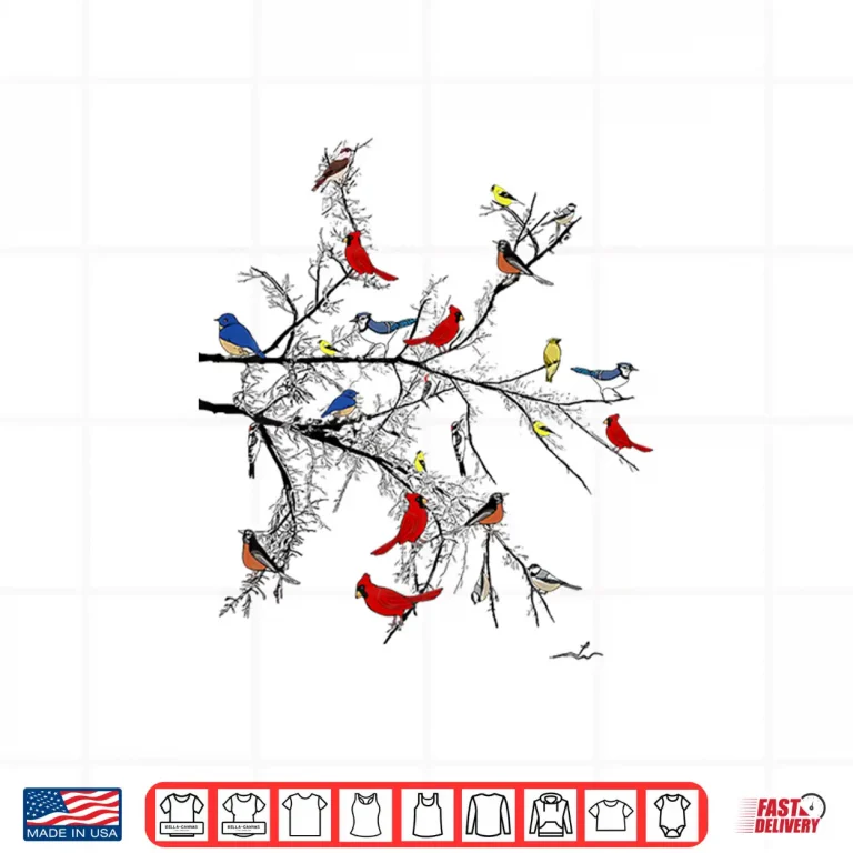 Design Birds Perched On Tree Virginia Wright Shirt