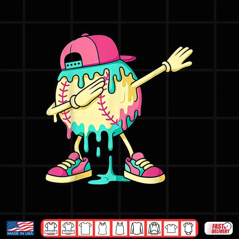 Design Baseball Shirts For Boys Dabbing Baseball Drip Ice Cream Shirt
