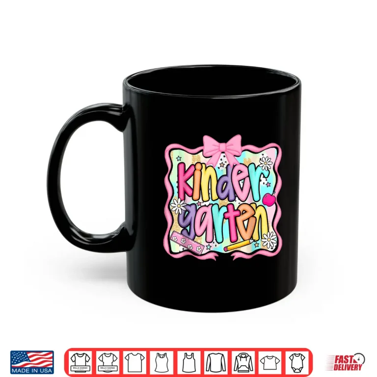 Mug Preppy Back To School Pink Coquette Floral Cute Kindergarten Shirt