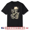 Skeleton Hugging Cat Lover Halloween Tee Funny Apparel Shirt