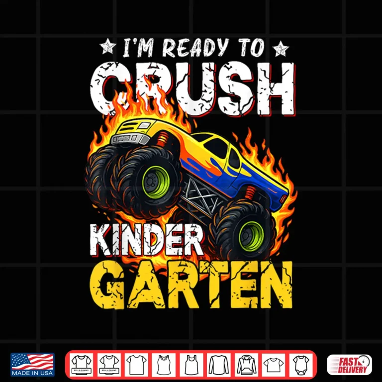 Design Ready To Crush Kindergarten Monster Truck Boy Back to School Shirt
