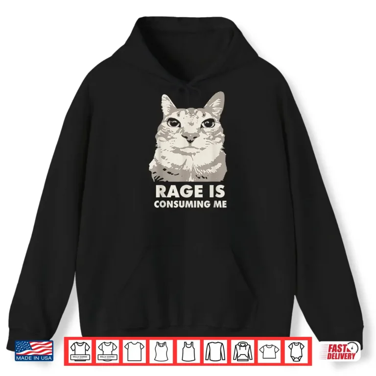 Hoodie Rage Is Consuming Me Angry Cat Meme Sarcasm Funny Shirt