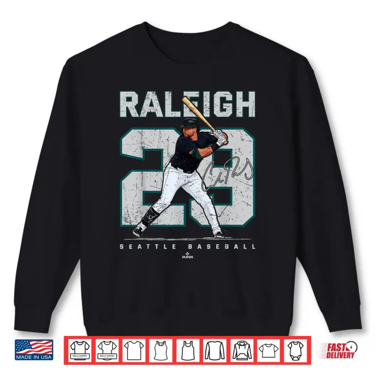 Sweatshirt Number and Portrait Cal Raleigh Seattle Baseball MLBPA Shirt