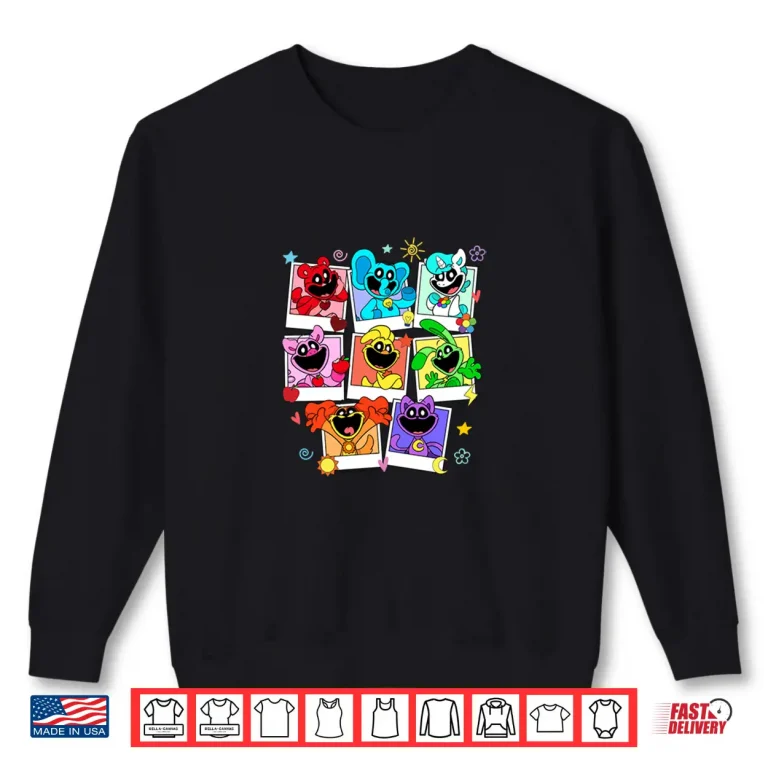 Sweatshirt Poppy Playtime Colorful Polaroid Smiling Critters Group Shot Shirt