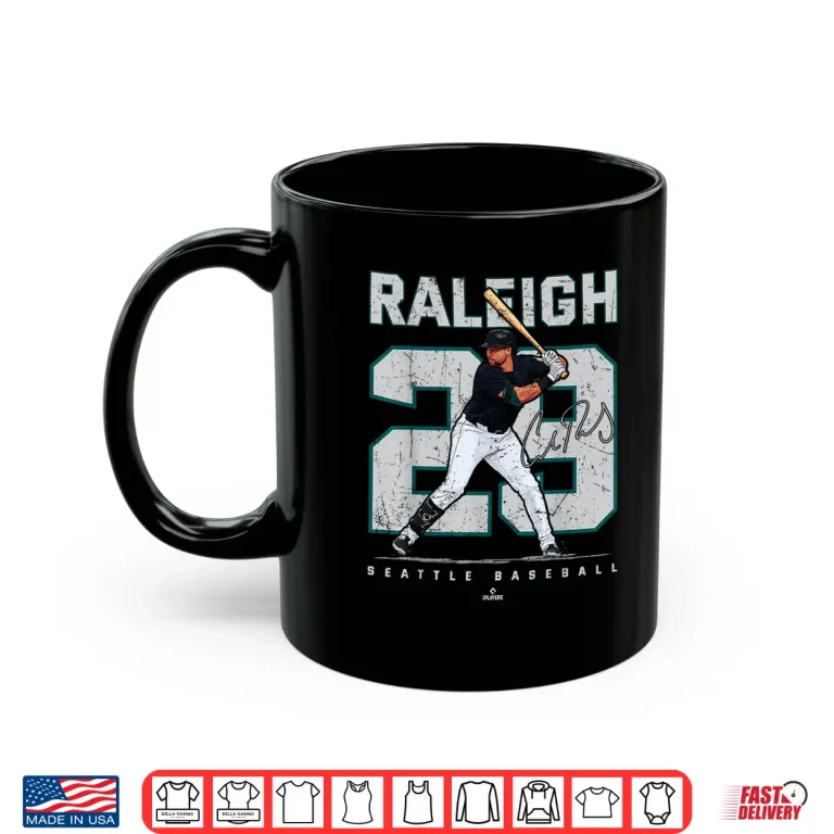 Mug Number and Portrait Cal Raleigh Seattle Baseball MLBPA Shirt