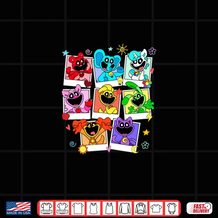 Design Poppy Playtime Colorful Polaroid Smiling Critters Group Shot Shirt