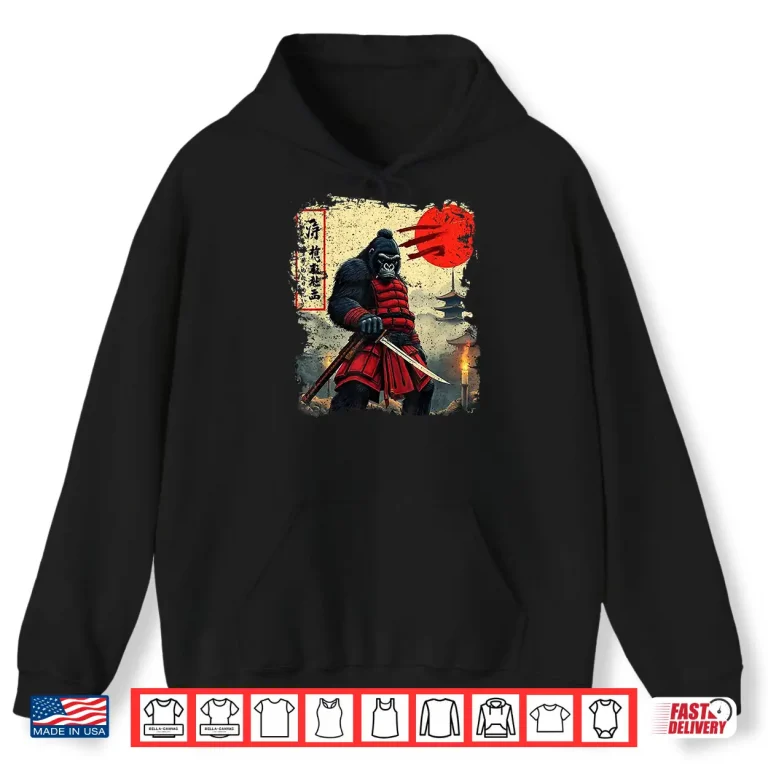 Hoodie Samurai Bigfoot Japanese Vintage Graphic Ukiyo e Art Funny Shirt