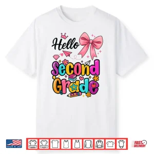 Hello Second Grade Preppy Back To School Boy Girl Teacher Shirt