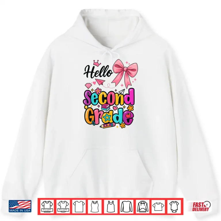 Hoodie Hello Second Grade Preppy Back to School Boy Girl Teacher Shirt