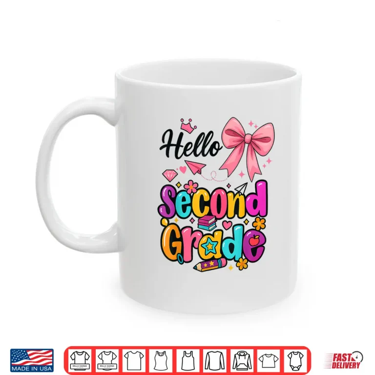 Mug Hello Second Grade Preppy Back to School Boy Girl Teacher Shirt