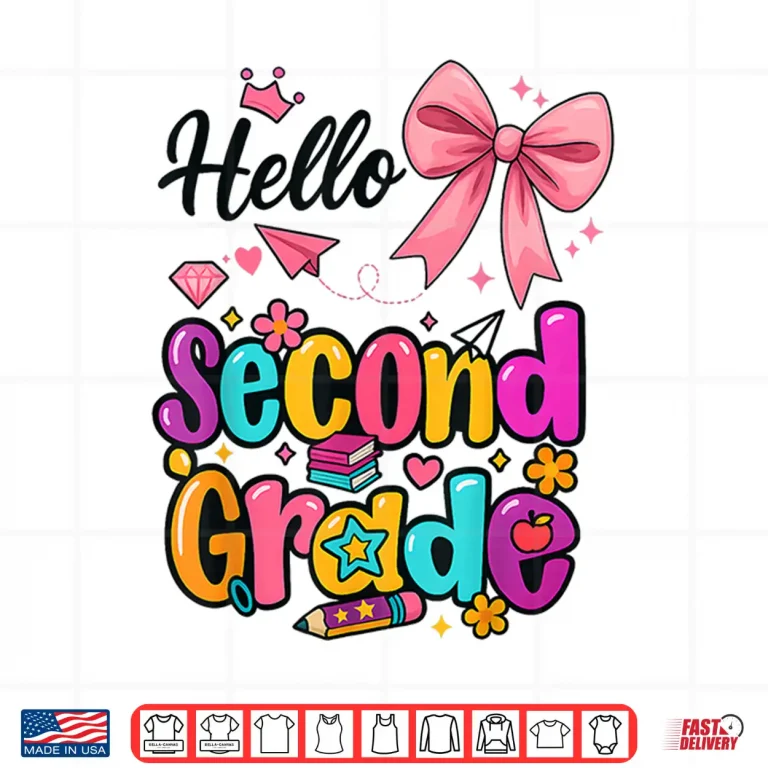 Design Hello Second Grade Preppy Back to School Boy Girl Teacher Shirt