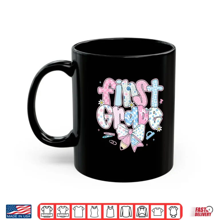Mug Preppy First Grade Back To School Coquette Bow Shirt