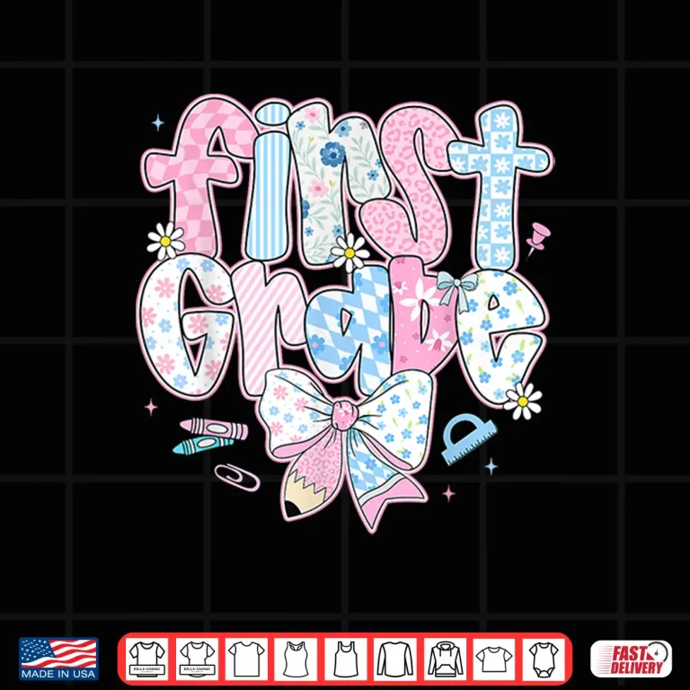 Design Preppy First Grade Back To School Coquette Bow Shirt