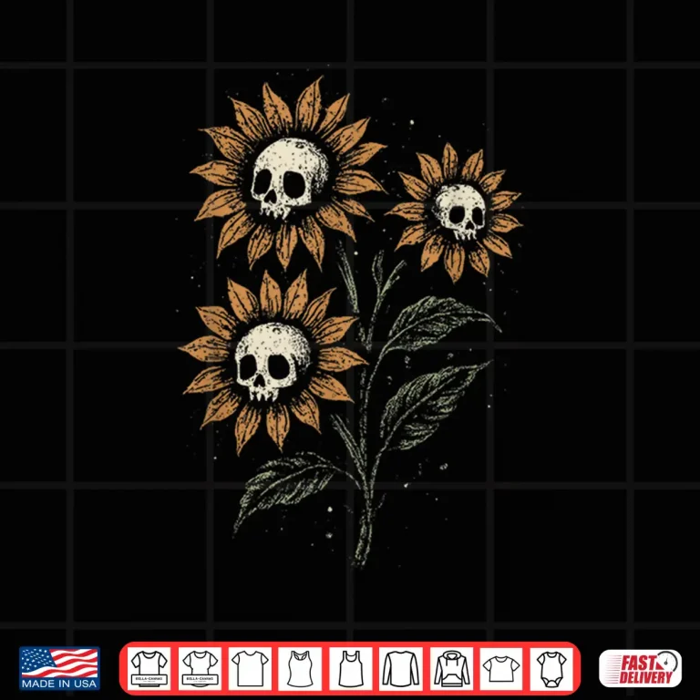 Design Skull Sunflowers Gothic Goth Creepy Cute Alt Grunge Y2K Shirt